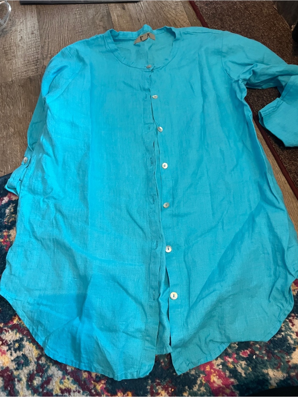 Flax small blue tunic top